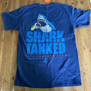 NWT Mens M Tail Chasers Club Nautical Shark Tanked Beer Drinking Fishing T-Shirt